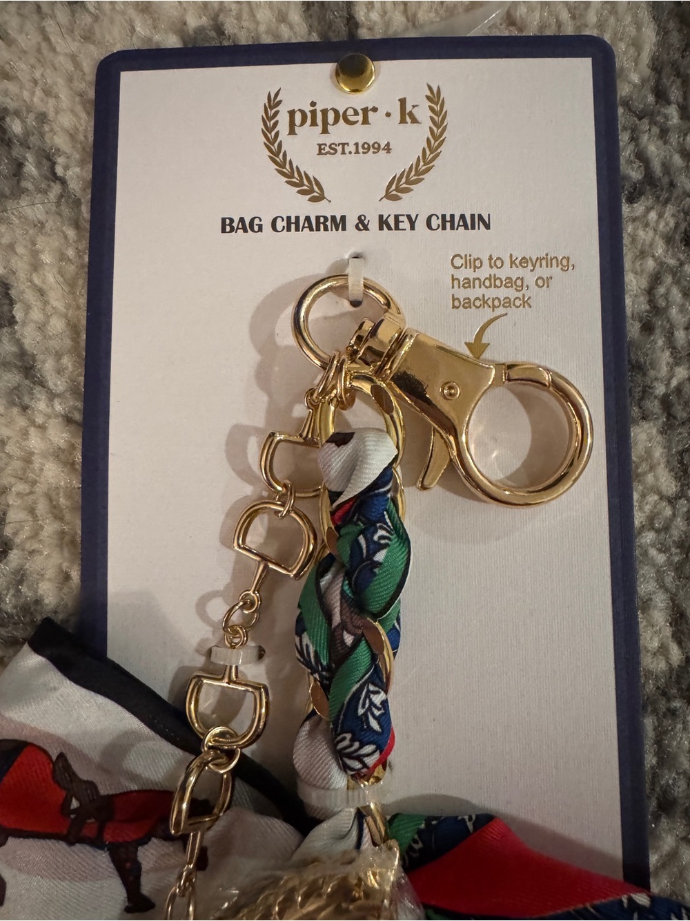 NWT Piper K Equestrian Bag Charm & Key Chain - Picture 2 of 4